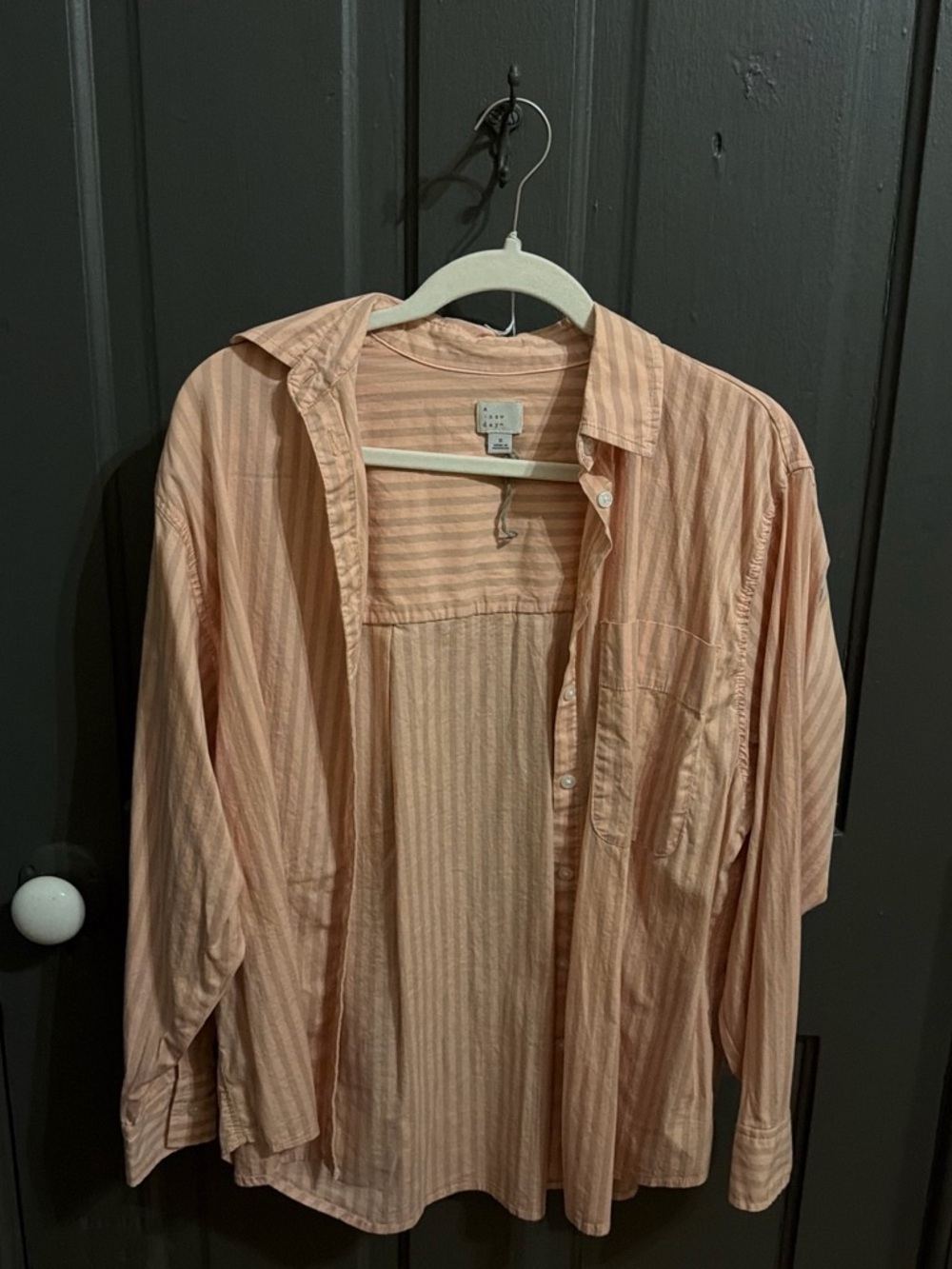 Light Peach Striped Men's Button-Up Shirt